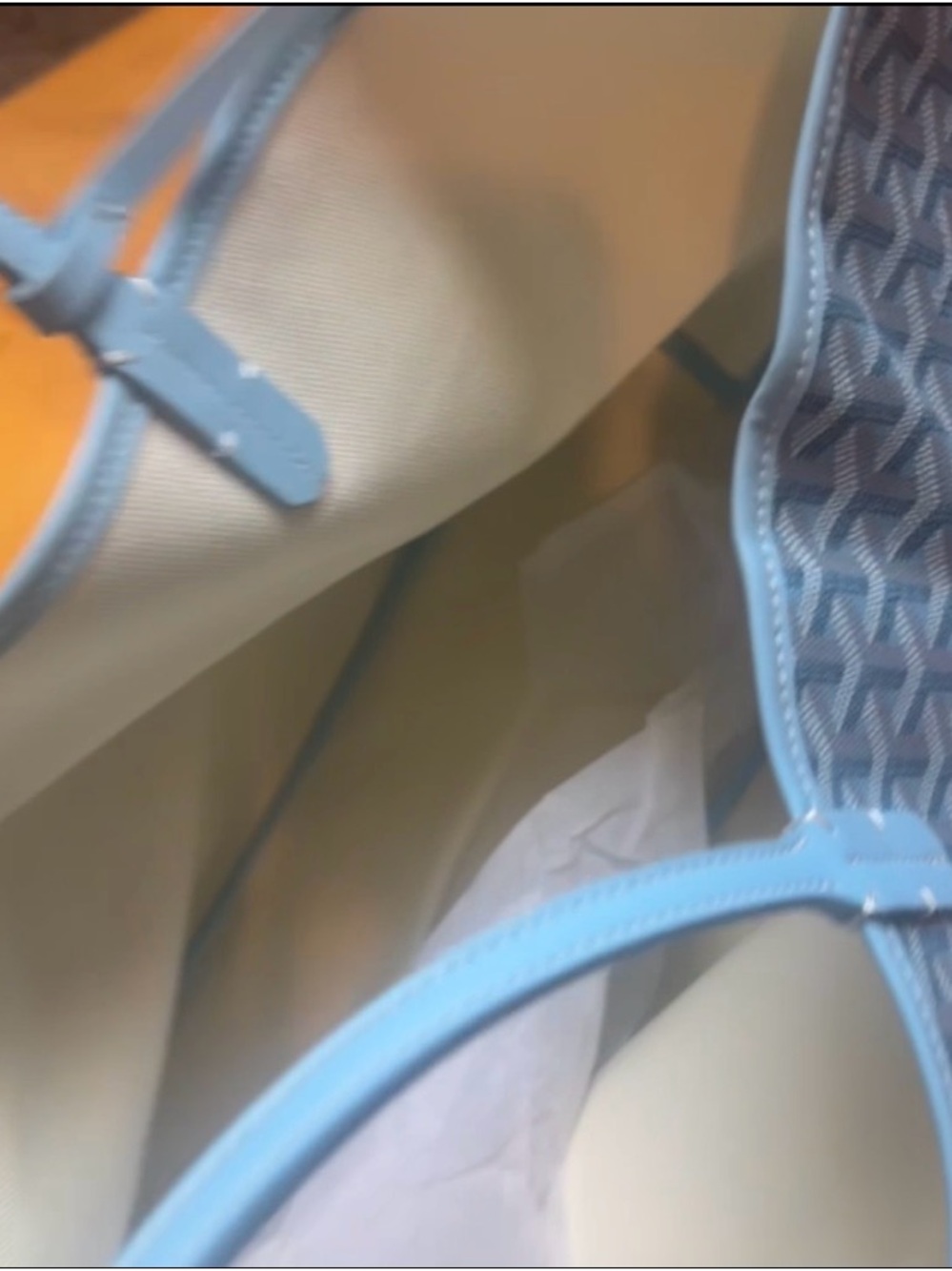 Light Blue Women's Tote Bag with Matching Pouch - Picture 5 of 8